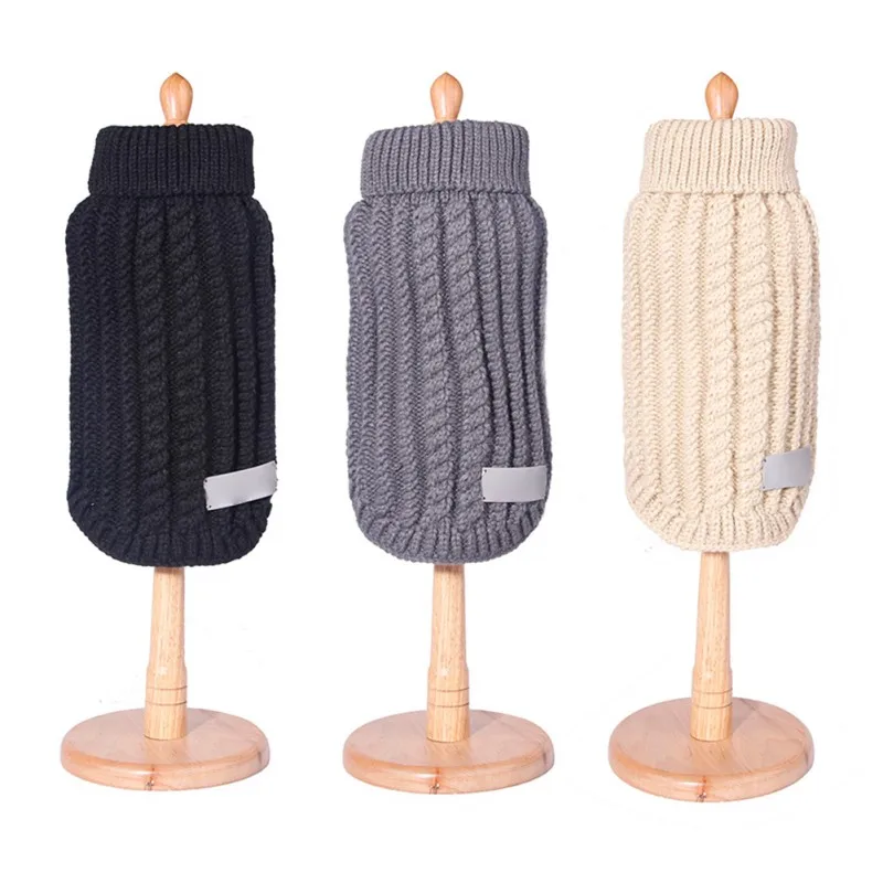 Winter Pet Clothes Knitted Solid Color Pet Warm Simple Costume Dogs Autumn Winter High Collar Sweater New Qgnv