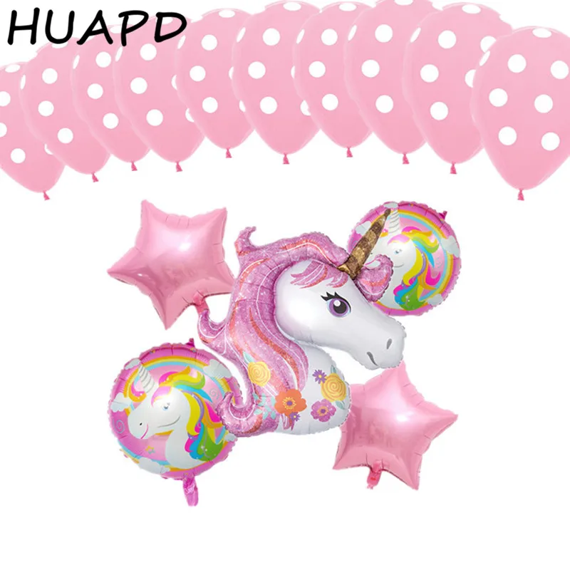 

15pcs/lot Unicorn foil Balloons latex balloon Baby Shower Birthday Party Rainbow unicorn theme decoration pink wedding kids toys