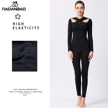 

NADANBAO 2019 Sport Leggings Cross Straps Women's Fitness Overalls Bodycon Gym Yoga Suit Set High Waist Legging Sets