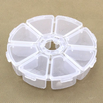 

8 Slots Storage Box Case Organizer Display Jewelry Bead Makeup Clear Round Rangement Maquillage