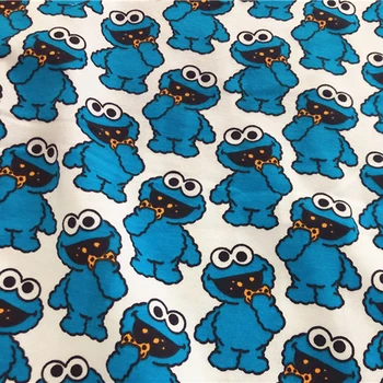 

ZENGIA 50X160m Sesame cotton knitted fabric Cartoon Jersey Fabric Knit elastic Fabrics For Patchwork DIY baby clothing T-shirt