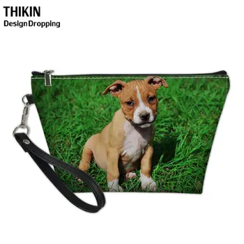 

THIKIN Pochette American Staffordshire Terrier Dog Toilet Designer Cosmetic Case Cosmetic Bag Makeup Box Pouch Travel Necessaire