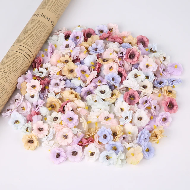 30 sztuk 3cm Multicolor Daisy kwiat głowice Mini jedwab sztuczny kwiaty na ślub dekoracja domu wieniec świąteczny Scrapbooking 2