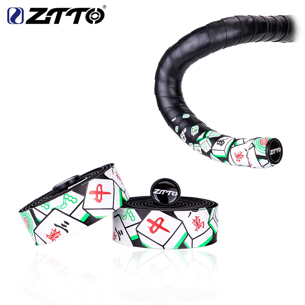 ZTTO Chinese Mahjong Pattern Professional Cycling Road Bike bar Tape EVA PU Bicycle Handlebar Tape Soft Anti-Vibration Wrap