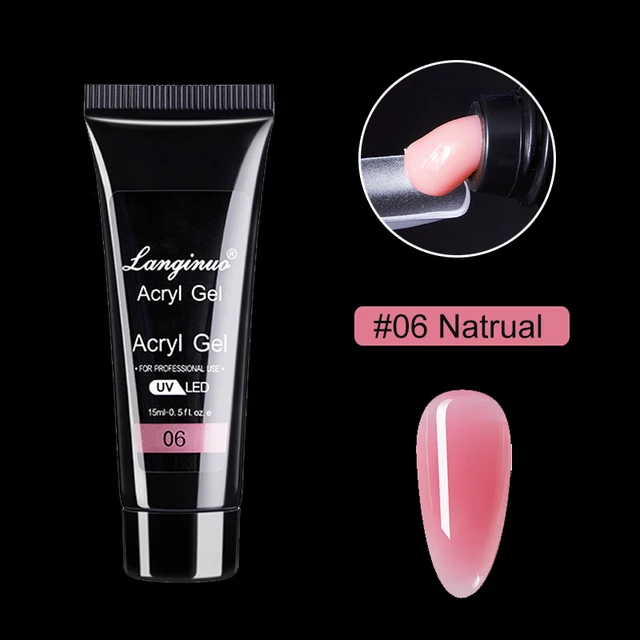 15ml Poly Nail Gel Quick Extensions Builder Extend Nail Art Acrylic Gel Varnish LED/UV Clear White Finger Form Manicure Tool 06