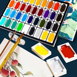 36 Color Chinese Painting Pigment Square Pearlescent Rock Color Solid Pigment Ink Painting Material Tool Set Meticulous Painting