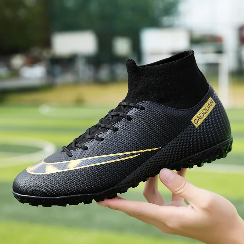 Men Soccer Shoes AG/TF High Ankle Football Boots Non-Slip Ultralight Kids Cleats Couple Plus Size32-47