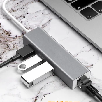 

New USB C Hub,4-in-1 Aluminum USB C Adapter with Ethernet Port,3 USB 3.0 Ports,for MacBook Pro,Chromebook,XPS,Samsung S9