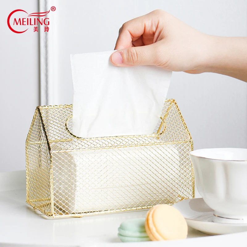 

Nordic Gold Iron Tissue Box Handmade Napkin Holder Home Accessories Office Hotel BarTable Storage Organizer Decor Baby Wipes Box
