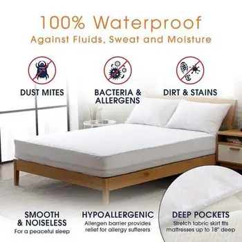 

Waterproof Mattress Cover Solid Soft Fitted Sheet with Elastic Band Mattress Protector Cover Air-Permeable Bed Bedding Cover New