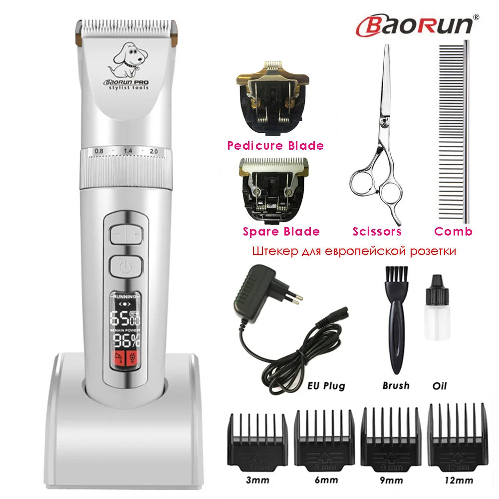 Baorun P9 Clipper Dogs Professional LCD Screen Pet Cat Clippers Electrical Grooming Trimmer Rechargeable Haircut Machine Animals