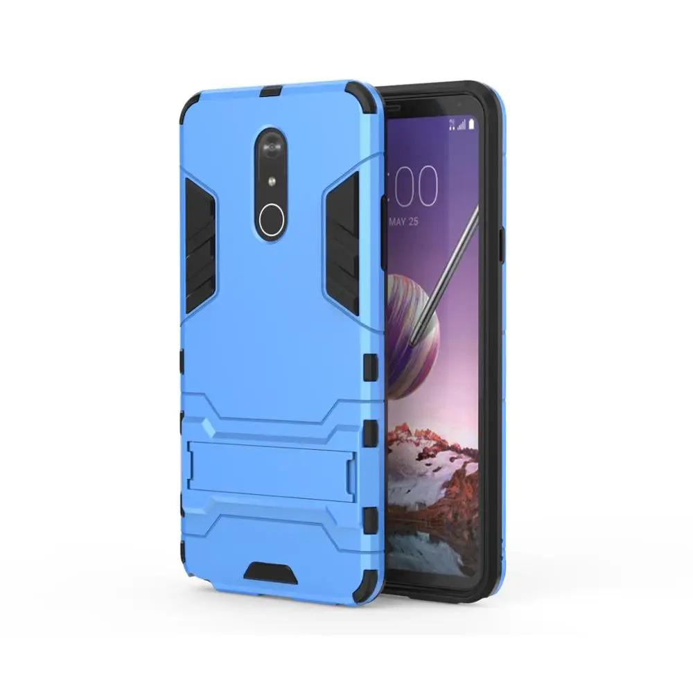 blue Гибридный бронированный чехол для LG G7 G6 Q6 Q8 K8 V20 v20mini V30 V30S stylo 3 stylo 4 stylo 5 противоударный чехол с подставкой и PC чехол Крышка - Цвет: blue