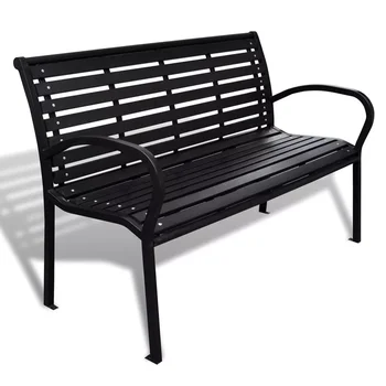 

Outdoor Garden Bench 125 cm Steel and WPC Black Weather-resistant 3-seater for Garden/Patio/Balcony Cinerous and Wood Colour
