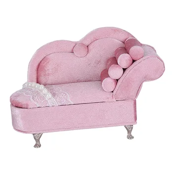 

Velvet Sofa Style Jewellery Storage Box For Earring Necklace Ring Clips Case