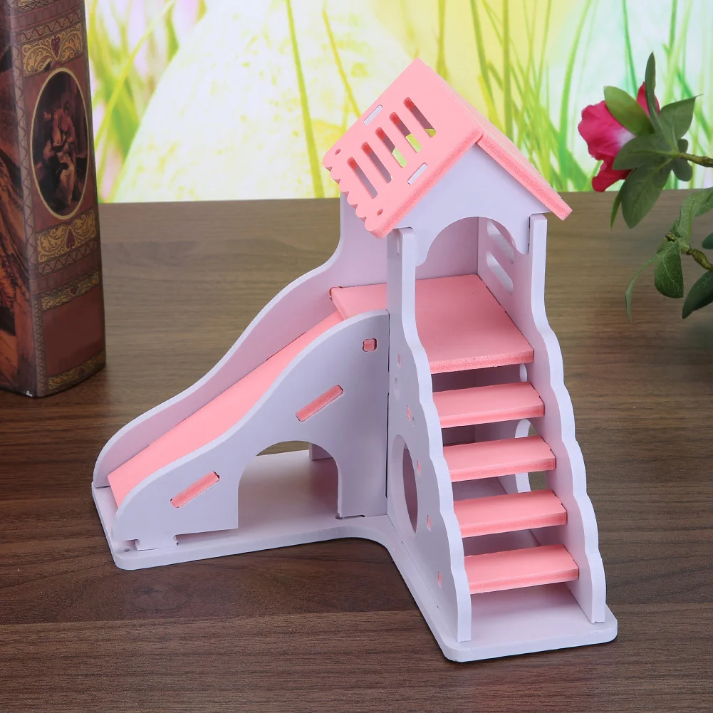 Красочные мини деревянные горки DIY собрать хомяк дом маленьких животных Поставка игрушек для домашних животных