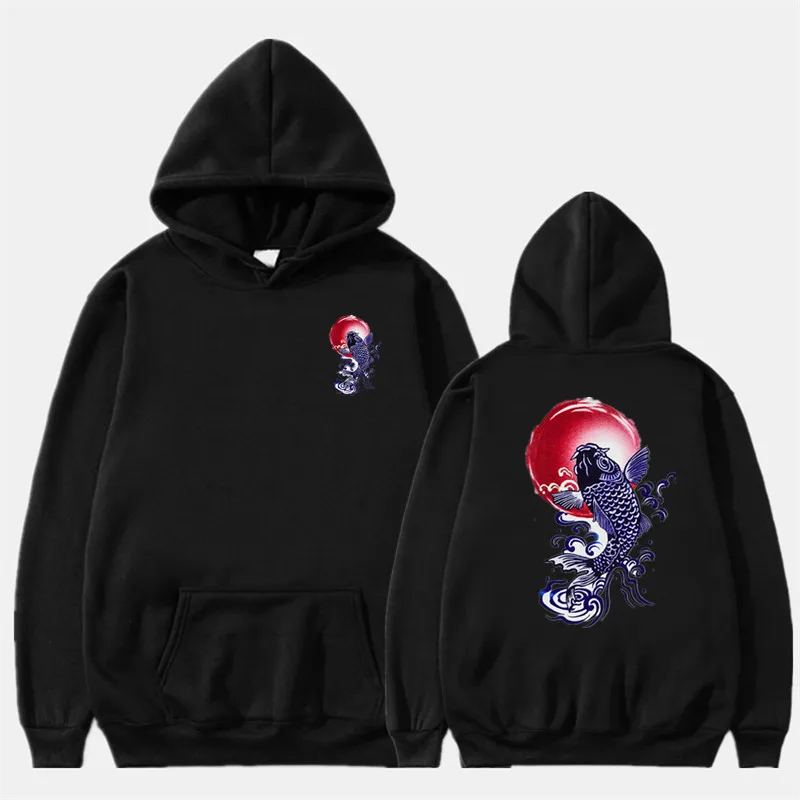 

Japanese Wave Koi Print Hoodies Men Sweatshirt 2019 Autumn Winter Streetwear Harajuku Oversize Men/Women Hip Hop Hoodie Pullover