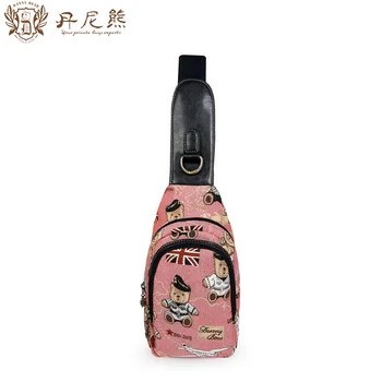 

Danny Bear Women Chest Bag Bear Print Cute Casual Zipper Vintage Fabric Female Fashion Chest Pack DMB9115069-160L