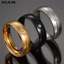 ICAM обручальное кольцо для женщин из нержавеющей стали серебряные кольца золотистого цвета подарок для девочки Размер США 6 7 8 9 10 11 12 13