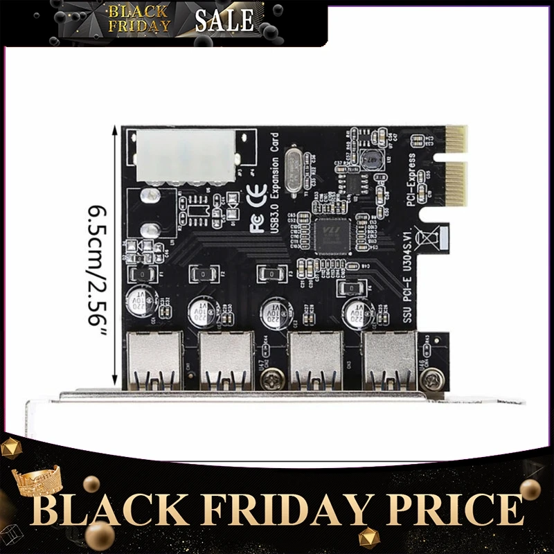 

BEESCLOVER 4 Port PCI-E to USB 3.0 HUB PCI Express Expansion Card Adapter 5 Gbps Speed for Desktop Computer r20