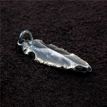 

Spearhead small pendant S925 sterling silver Thai silver hand polished Indian style old rock arrow ornament
