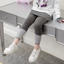 Леггинсы для девочек; коллекция года; осенняя одежда; стиль; Детские узкие брюки в полоску; верхняя одежда; Стрейчевые брюки; универсальные брюки; сезон осень