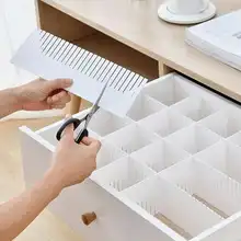 Divisor de gaveta de plástico ajustável prateleiras de armazenamento diy casa livre combinação partição placa espaço-saving divisão ferramentas