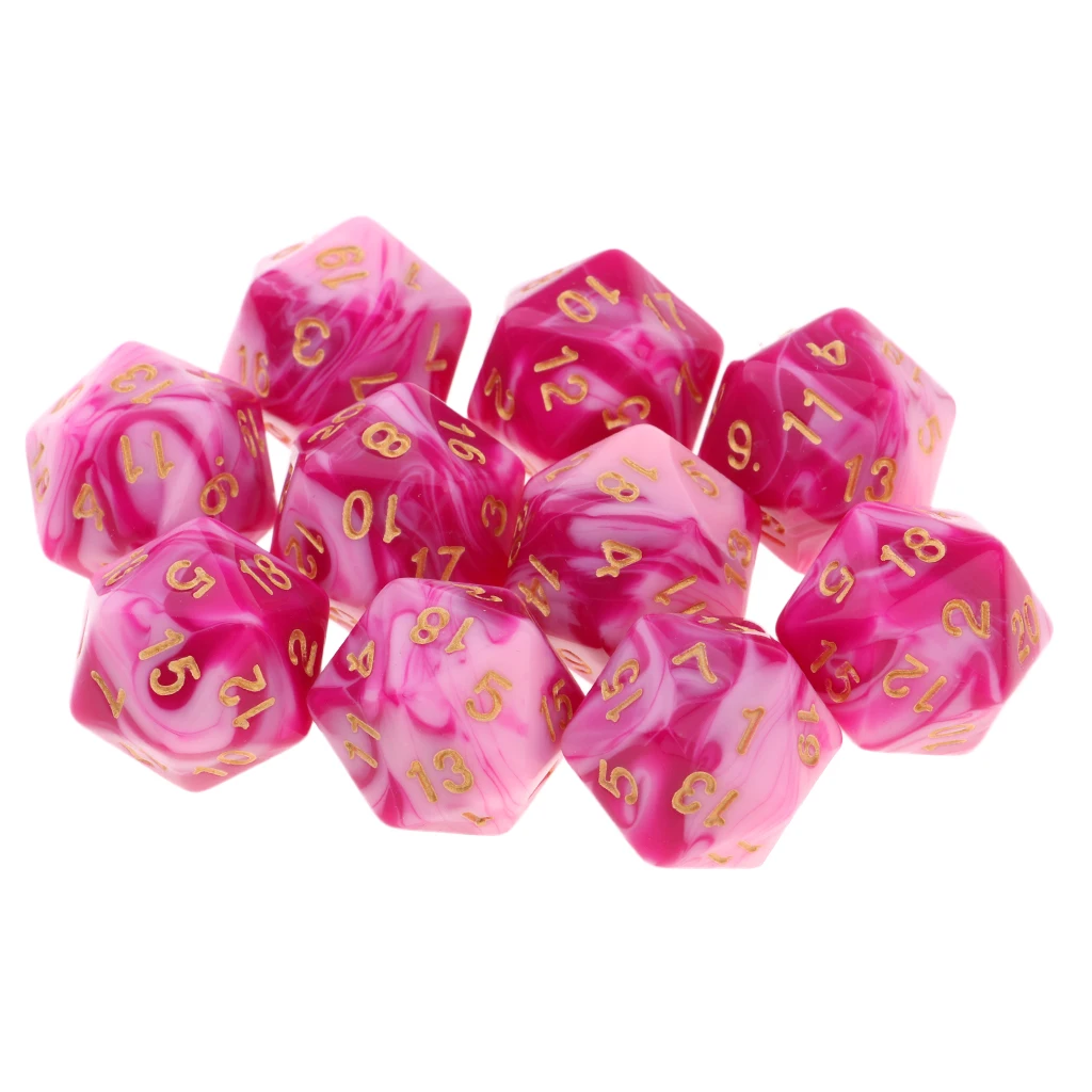 10pcs 20-Sided Dice Polyhedron Dices for D&D TRPG Cup Game TRPG Game Lovers