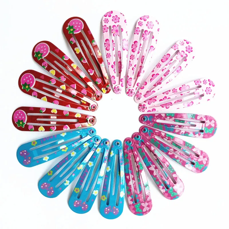 

20Pcs/Lot Fashion Hair Clips Flower Hair Accessories for Girl Metal Snap Hairpins Candy Color Barrettes Star Love Drop Headdress