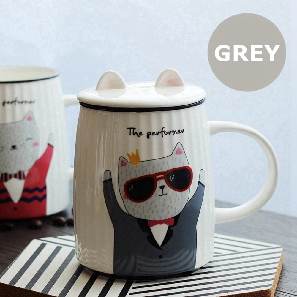 Мультяшная кошка кружка полосы тисненые керамические кружки креативная