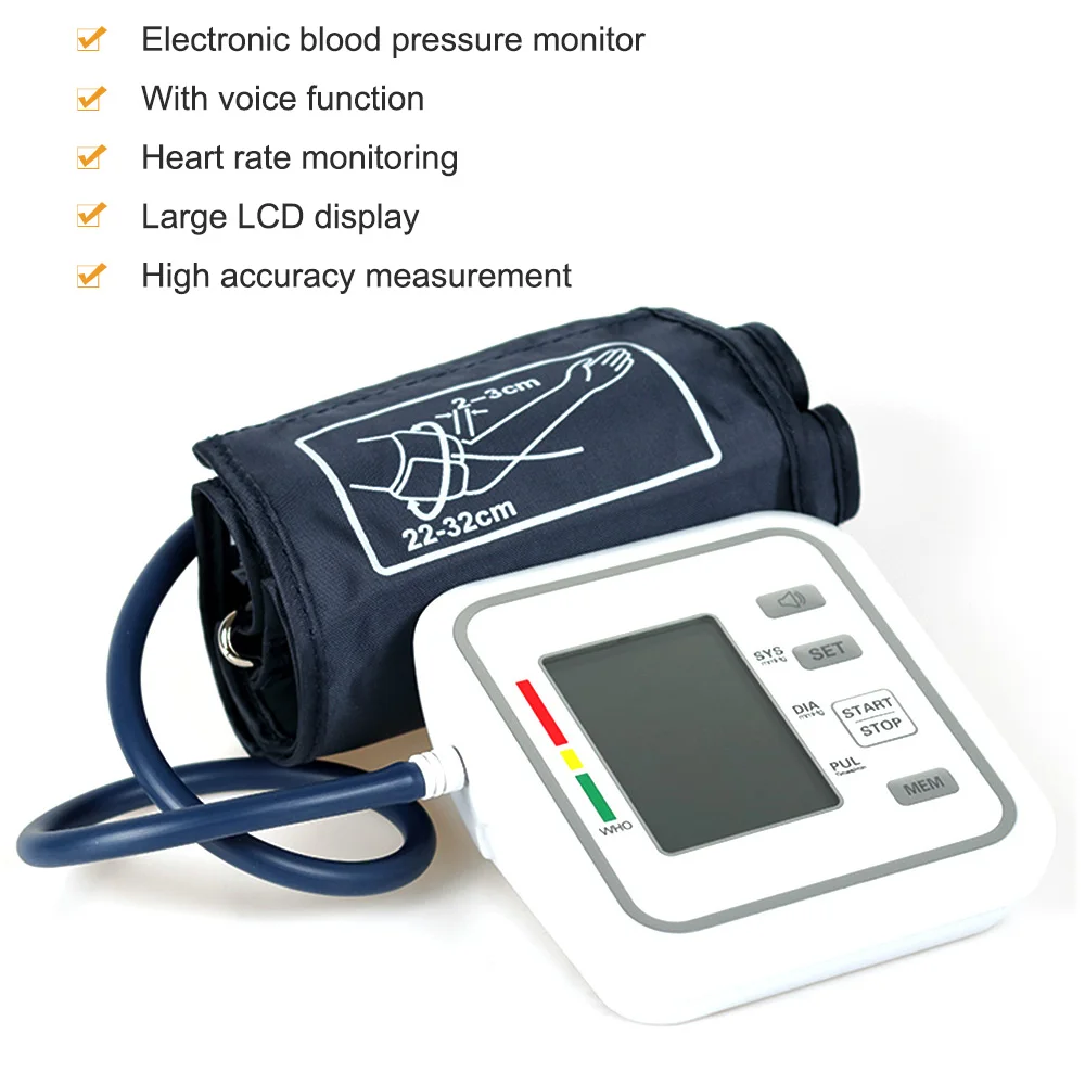 Автоматический электронный монитор артериального давления, большой ЖК-дисплей, Интеллектуальный прибор для измерения артериального давления