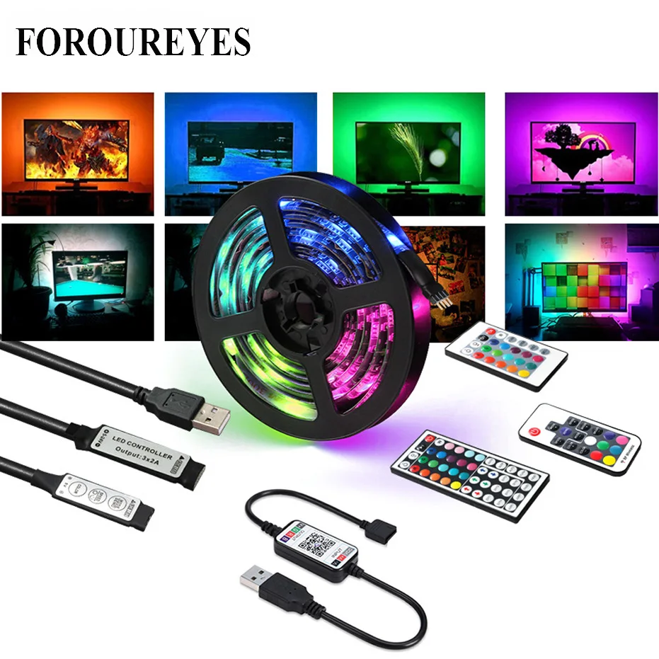 Светодиодный ленточный светильник 5 в SMD 5050 RGB цветной USB гибкий светодиодный s
