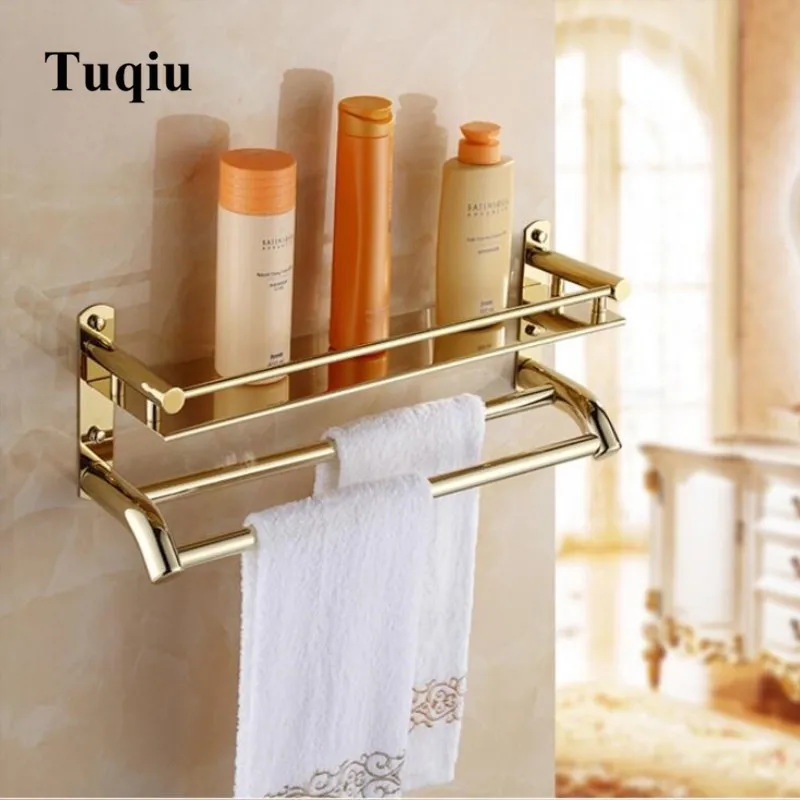 Stainless Steel Towel Racks Bathroom gold Finish foldable Bath Towel