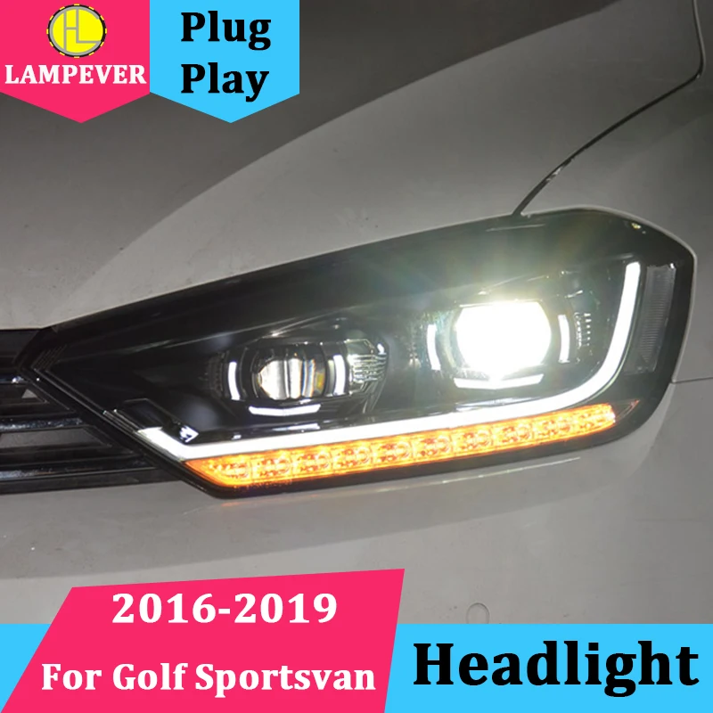 Автомобильный стайлинг фары для Volkswagen Golf 7 Sportsvan- sportsvan светодиодные фары DRL+ двойные линзы+ Динамический сигнал поворота