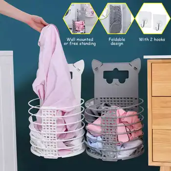 

Folding Hamper Bathroom Organizer Clothes Storage Basket Laundry Basket Large Wall-mounted Plastic Storage Rack for Home Storage
