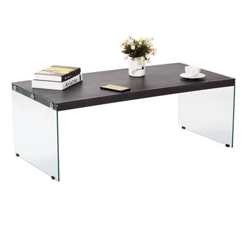 Modern Living Room Soho Coffee Table with Tempered Glass Legs Durable MDF Coffee Table Minimalist Design Easy Assemble HW59449 Modern Living Room Soho Coffee Table with Tempered Glass Legs Durable MDF Coffee Table Minimalist Design Easy Assemble HW59449