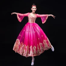 Xinjiang, танцевальный костюм, большая юбка для танцев, Женский индийский стиль, танцевальный костюм для взрослых, Tianzhu, костюм для девочек