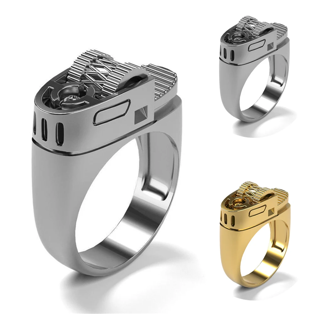 Creative Lighter Rings Vintage Fashion Gold/silver Color Punk Hip Hop ...