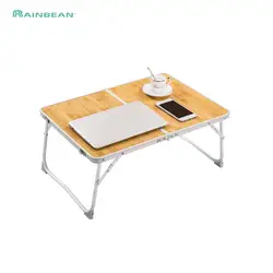 Складной столик для ноутбука стол из алюминиевого сплава ножка-бамбуковое Дерево Зерно портативный ноутбук подставка держатель для
