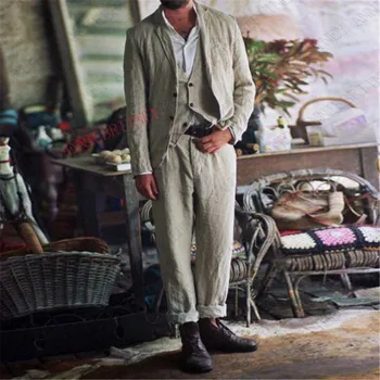 2020 Anzug Herren Sommer Anzug Manner Slim Fit 3 Stuck Leinen Strand Manner Anzuge Fur Hochzeit Casual Blazer Kleid Brautigam Smoking Jacke Weste Hosen Set Leather Bag