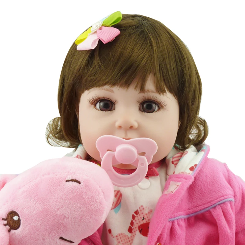 Lucydoll 20inch 50cm Bebe Doll Reborn Soft Silicone Boy Girl Toy Reborn Baby Doll Gift For Children Pink Clothes White Bib