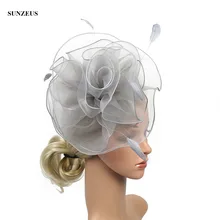 Новые Свадебные шляпы из органзы Элегантные женские вечерние головные уборы Свадебные аксессуары для бракосочетания hoed briloft SQN043