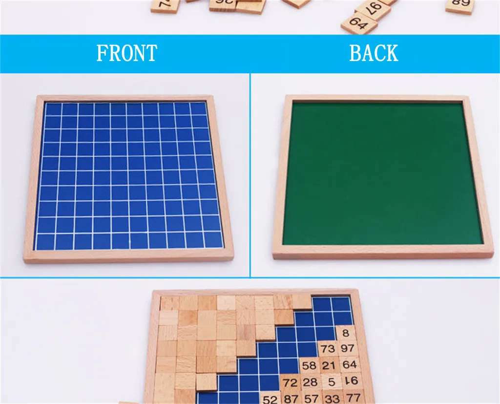  100pcs/set 1-100 Number Wooden Letters Montessori Teaching Tools Tiles Black Scrabble Counting Numb - 4000133254804