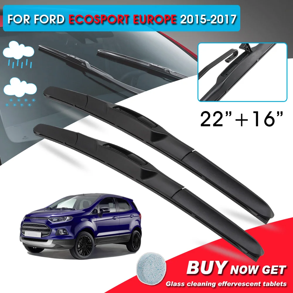 

BROSHOO Car Window Windshield Wipers Blade For Ford Ecosport Europe 22"+16" LHD&RHD Car Model Year 2015-2017 Auto Accessories