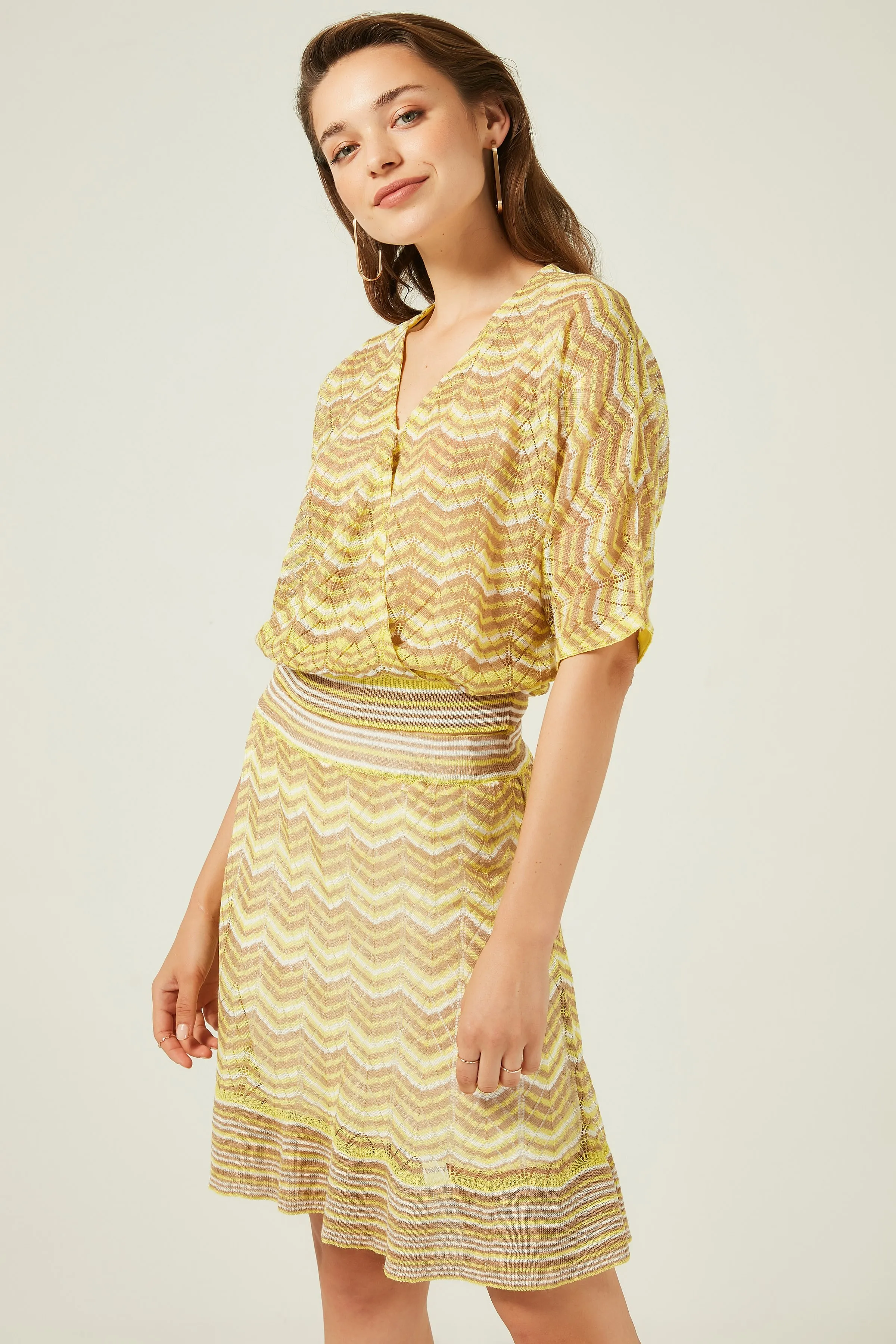 MULTI PATTERNED CELLULAR FRILLY BELİ LASTİKLİ SHORT KNITWEAR SKIRT | Женская одежда