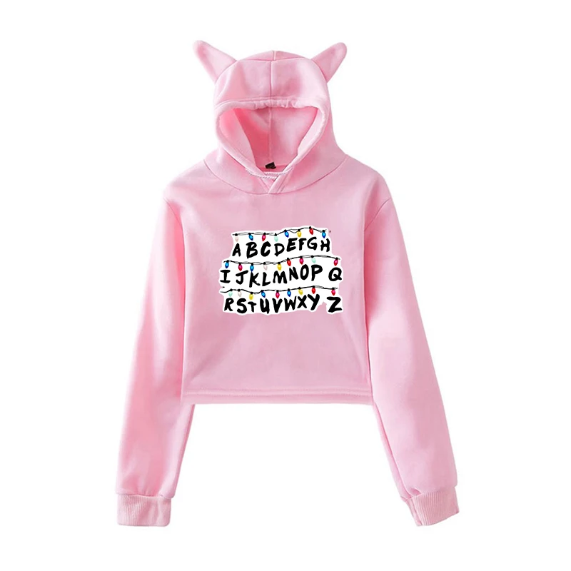 

Harajuku Hoodie Stranger Things Women Sweatshirt Pink Clothing Pullover Hoodies for Teenage Girls Autumn Warm Streetwear Clothes