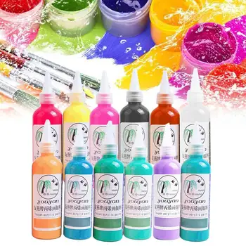 

12 Colors 100ml Professional Acrylic Hand Painted Paints Textile Painting Bright Wall Painting Art Color Supplies L3L8