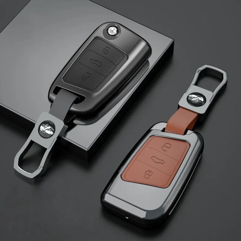 Zinc Alloy Car Key Cover For VW Volkswagen Magotan Passat B8 Skoda Superb Kodiaq A7 Smart Keychain Remote Fob Protector Case key case key case cover car key shell