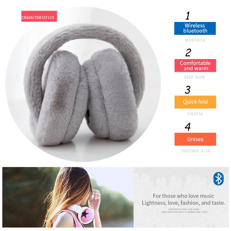 Bluetooth Wireless Headphone With Microphone Warm Earmuffs Winter Child Earphones Kids Girl Music Helmet For iPhone 12 phone