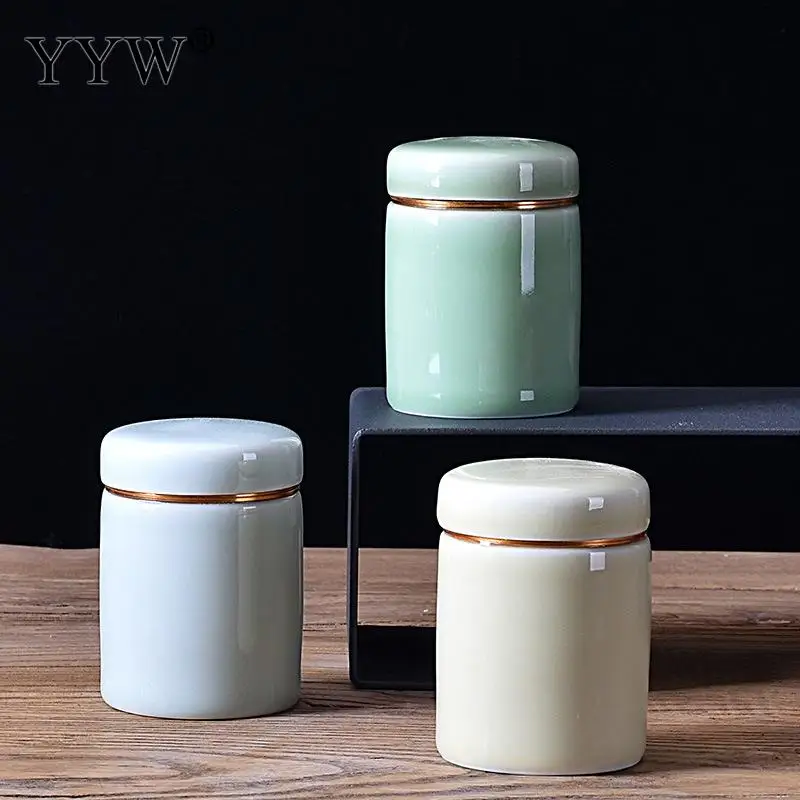 

120ml Tea Box Container Tea Tin Can Storage Small Ceramic Bottle With Cap Tight Seal Tea Caddy Theedoos Kitchen Canister Jar