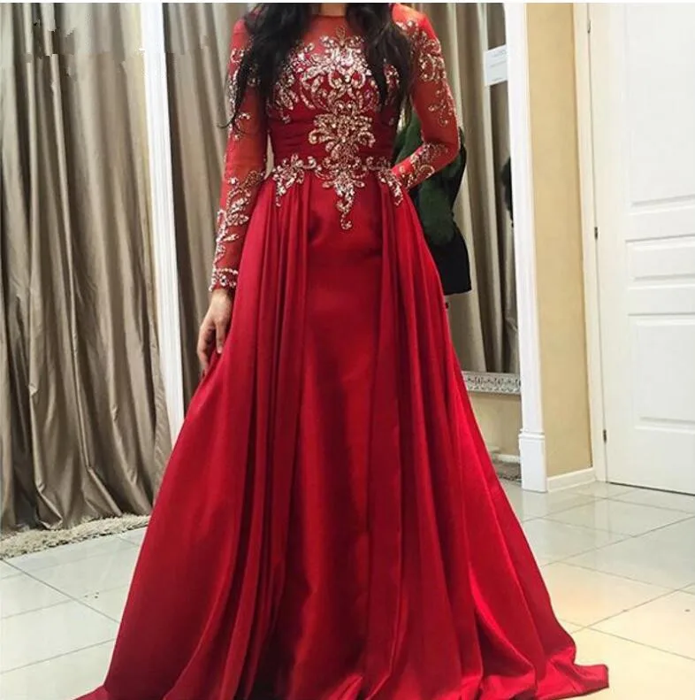 Stunning Crystal Arabic Women Evening Gown Custom Made Middle East Women Party Dresses Elegant Kaftan Formal Dress Vestidos